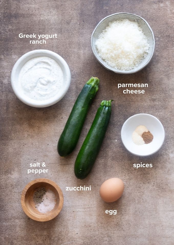 Air fryer zucchini fries recipe ingredients.