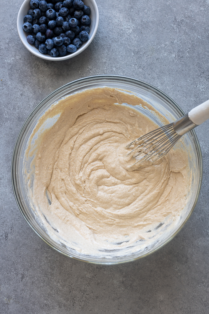 Batter for oat flour Greek yogurt pancakes.