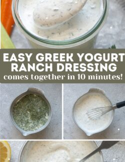 Easy Greek yogurt ranch dressing collage pin.