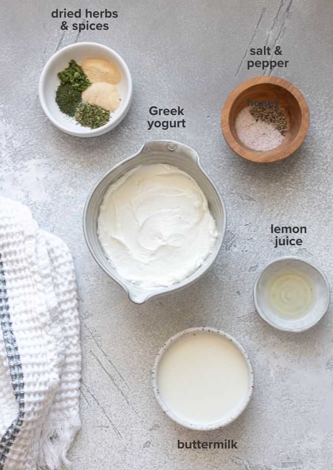 Greek yogurt ranch recipe ingredients.