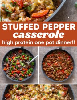 Stuffed pepper casserole collage pin.