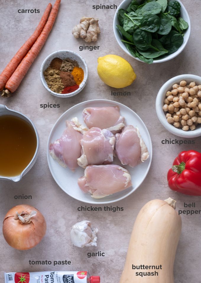 Chicken moroccan soup recipe ingredients.