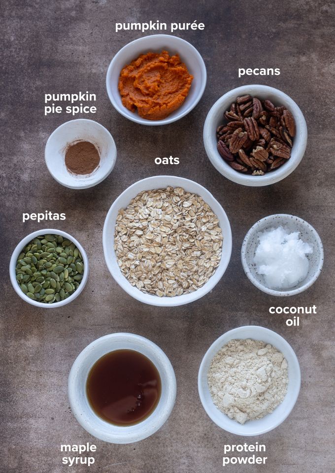 Pumpkin protein granola recipe ingredients.