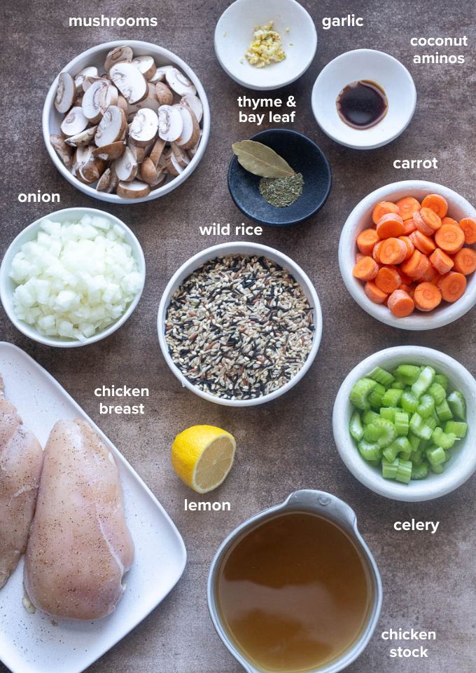 Chicken wild rice soup recipe ingredients.