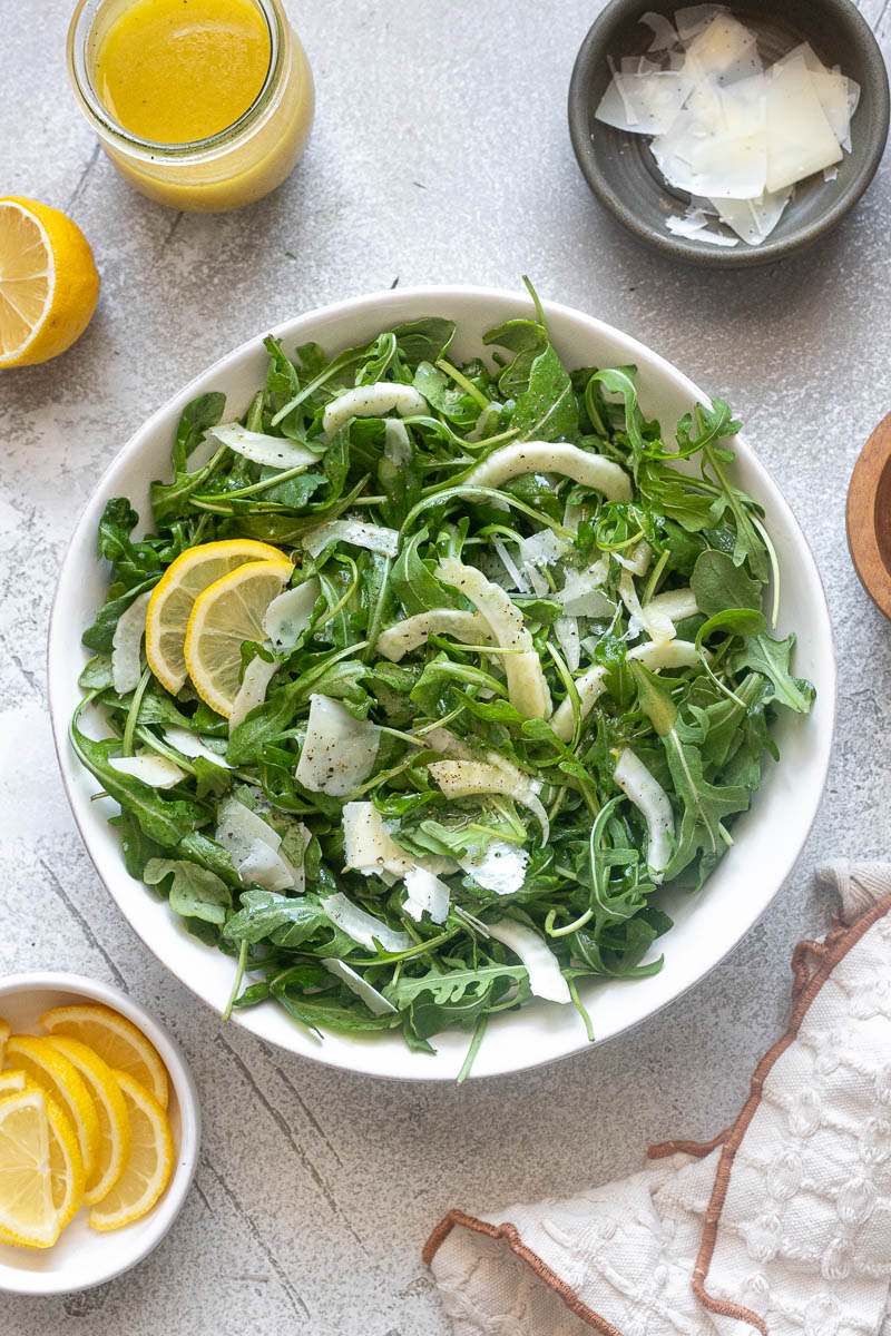 Arugula and fennel salad with lemon vinaigrette.