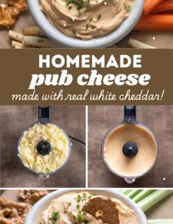 Homemade Cheddar pub cheese collage pin.