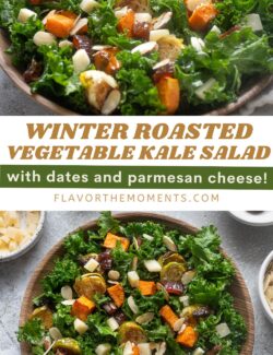 Winter roasted vegetable kale salad long pin.
