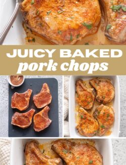 Juicy oven baked pork chops collage pin.