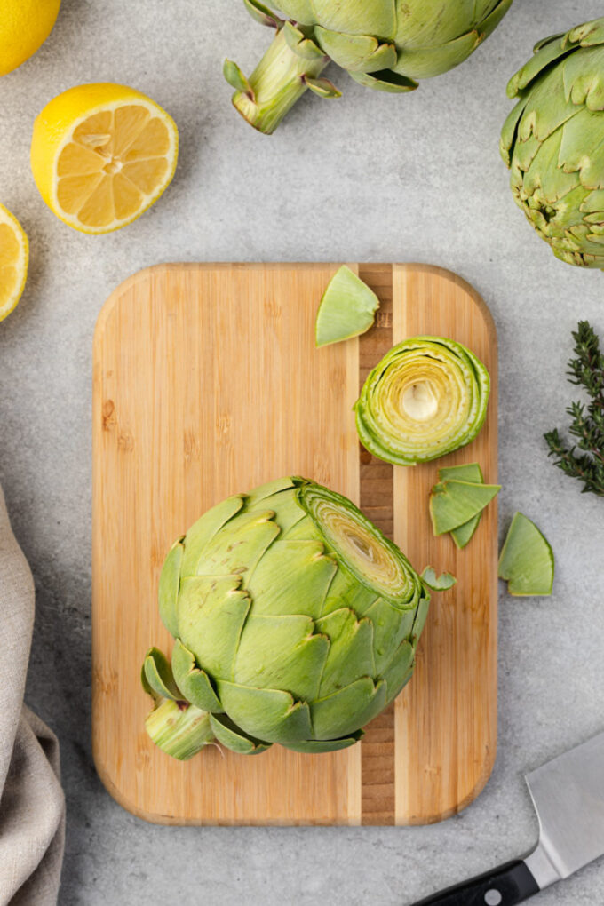 Artichoke with top cut off.