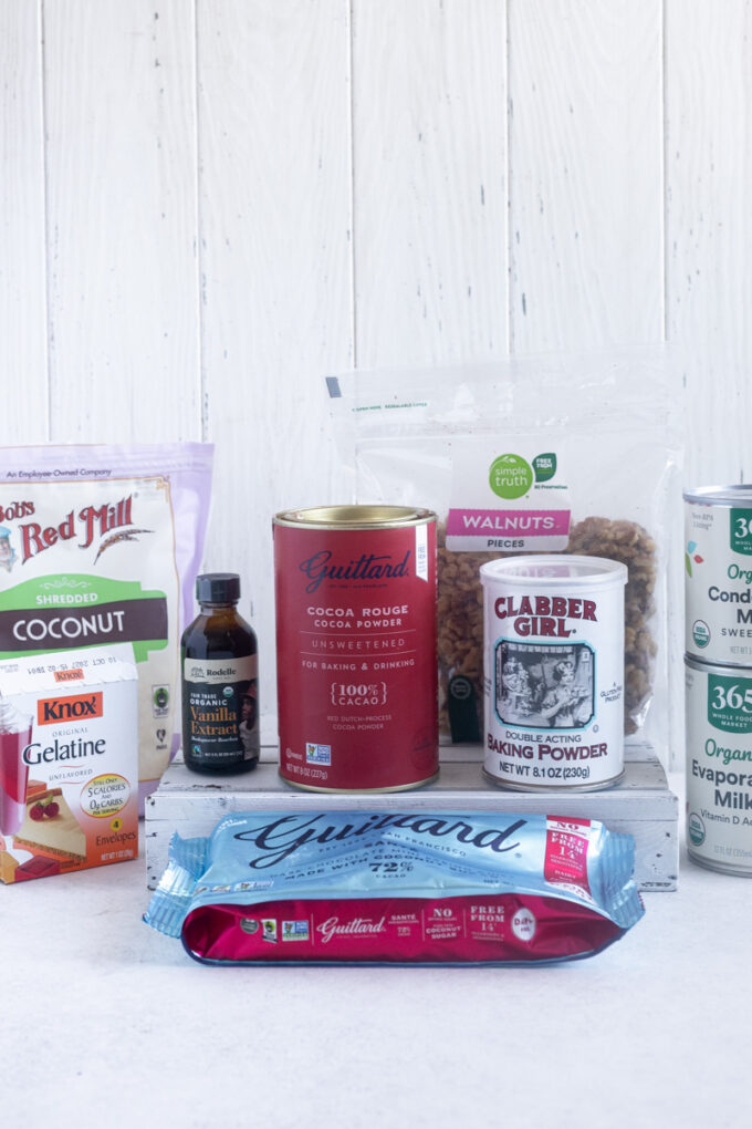 Baking staples including eggs, butter, milk and flour for ingredient substitutions.