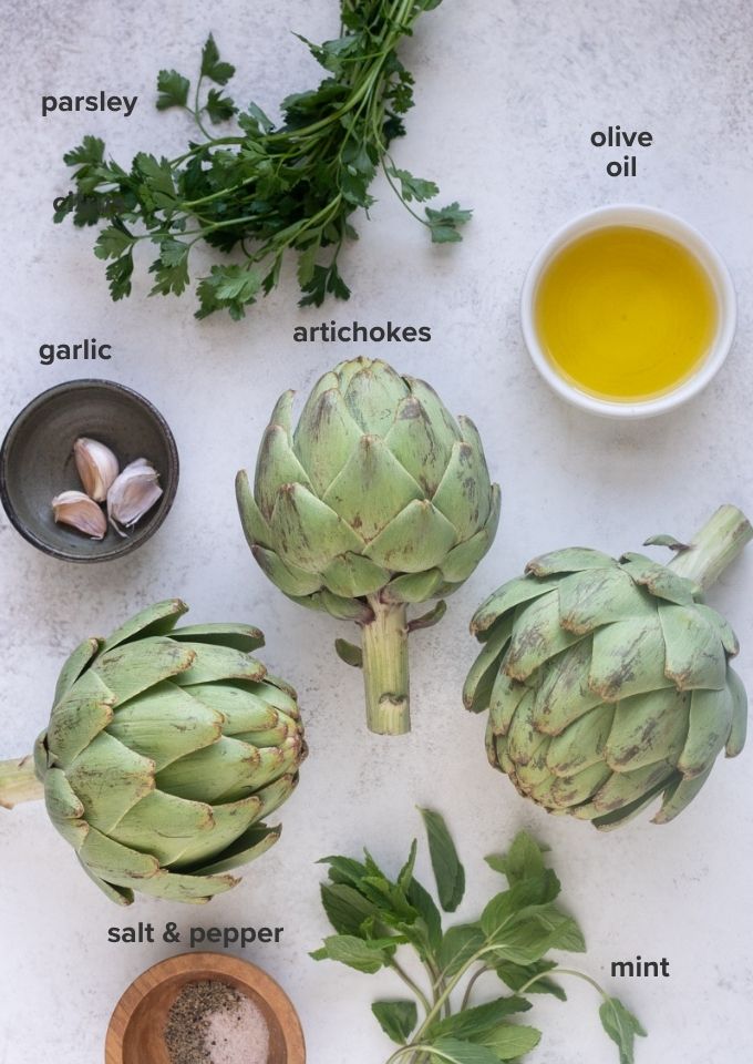 Roman artichokes recipe ingredients.