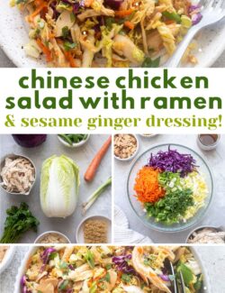 Chinese chicken salad with ramen collage pin.