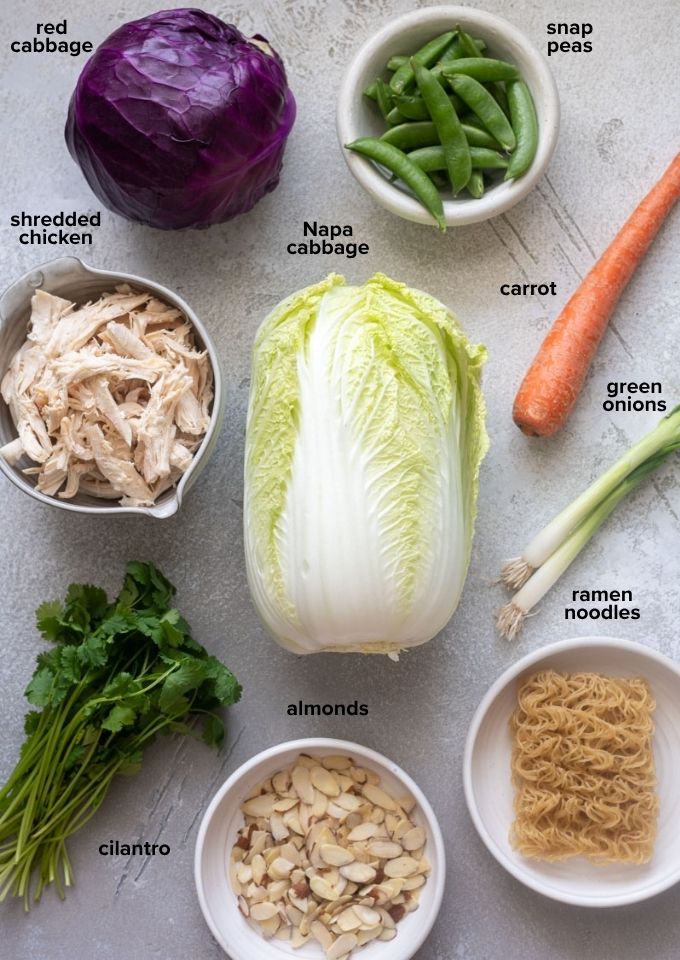 Ingredients for Chinese chicken salad.
