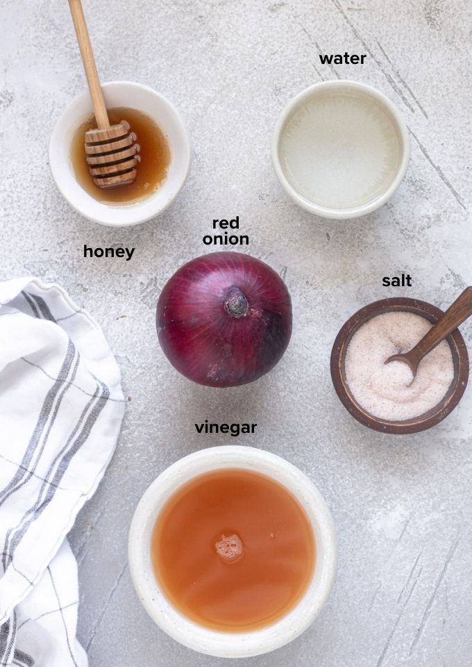 Ingredients for pickled red onions.