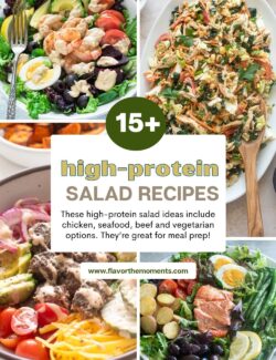 High-protein salad recipes collage pin.