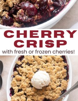 Cherry crisp with fresh cherries pin.