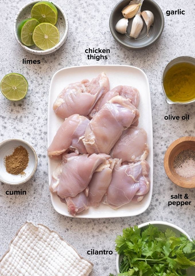 Ingredients for cilantro lime chicken recipe.