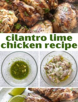 Cilantro lime chicken recipe collage pin.