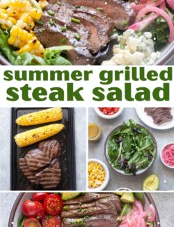 Grilled steak salad collage pin.