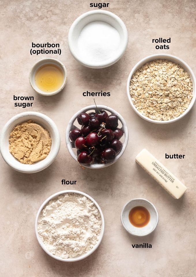 Ingredients for cherry crisp.