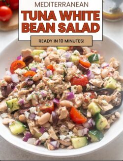 Mediterranean tuna white bean salad short pin.