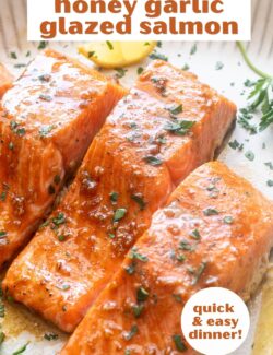 Honey garlic glazed salmon long pin.