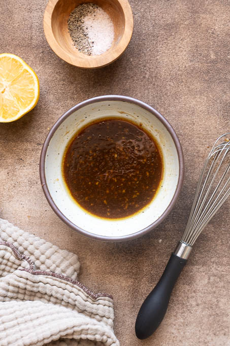 Honey garlic sauce for salmon in a bowl.