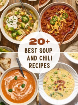 Best soup and chili recipes collage pin.