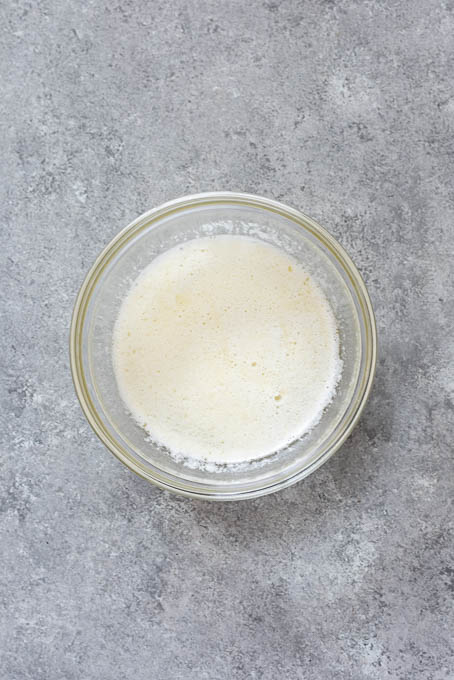 Melted butter for french apple cake recipe.